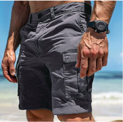 Men's Kenneth Cargo Shorts in khaki, offering practical style for outdoor adventures.