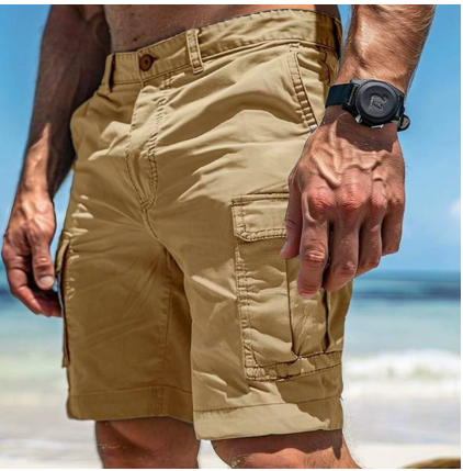 Durable men's cargo shorts with multiple pockets for practical storage on the go.