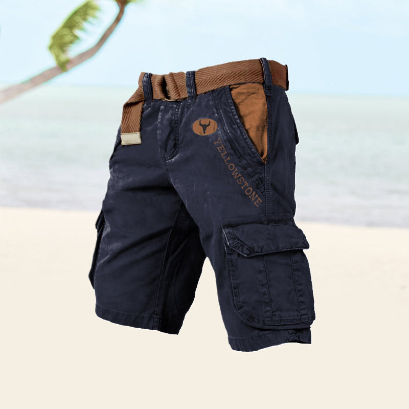 Men's utility cargo shorts, providing convenient storage and a relaxed fit.