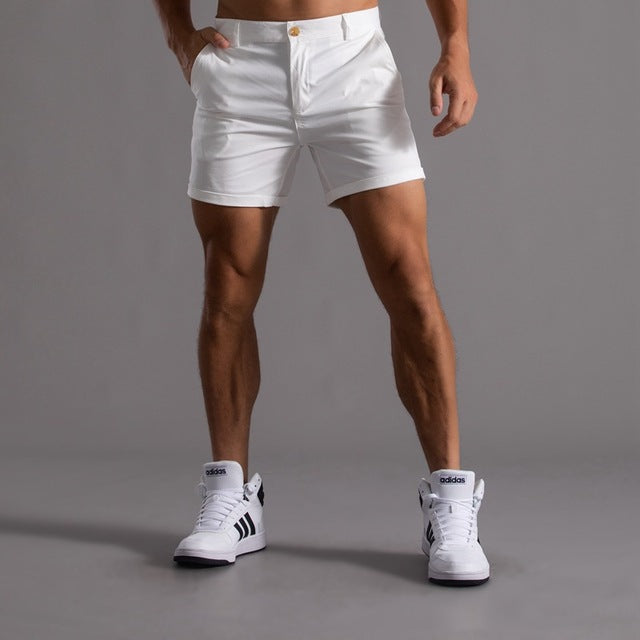Men's knee-length chino shorts, a must-have for summer casual wear and comfort.