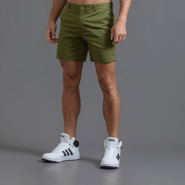 Men's practical knee-length chino shorts, ideal for summer, golf, and casual wear.