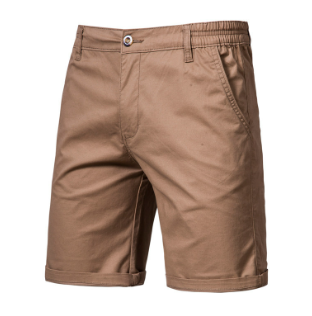 Men's knee-length chino shorts, comfortable summer apparel for versatile casual wear.