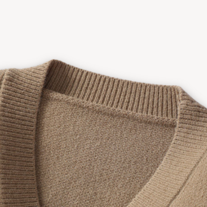 Men's knitted button-up cardigan sweater, cozy and stylish for casual winter fashion & everyday comfort.