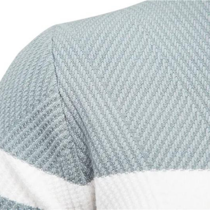 Modern casual men's knitted crew neck sweater, comfortable & essential for menswear.