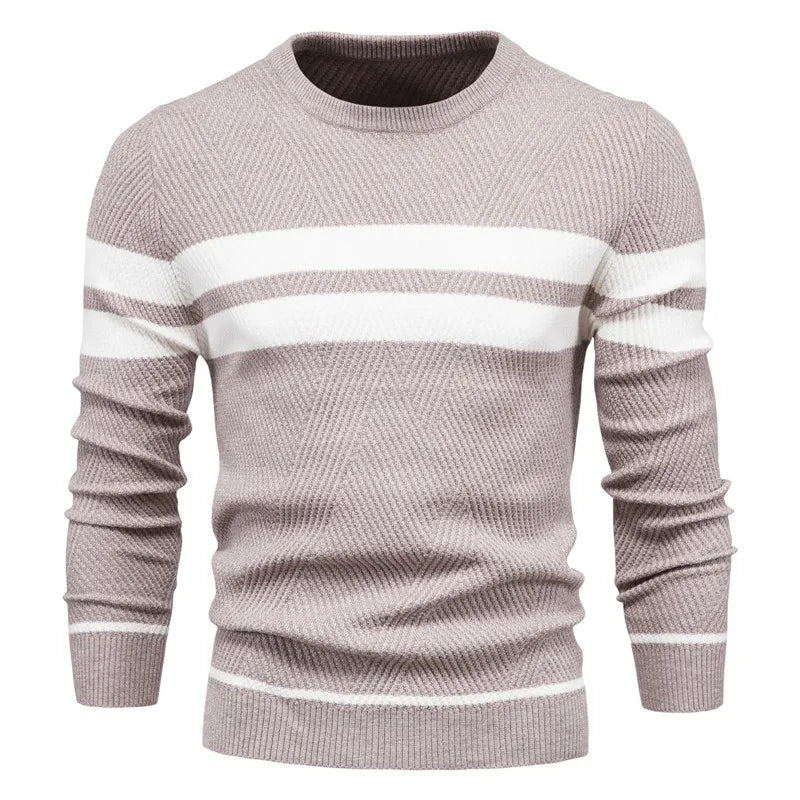 Soft knitted crew neck sweater for men, offering classic style & comfort.
