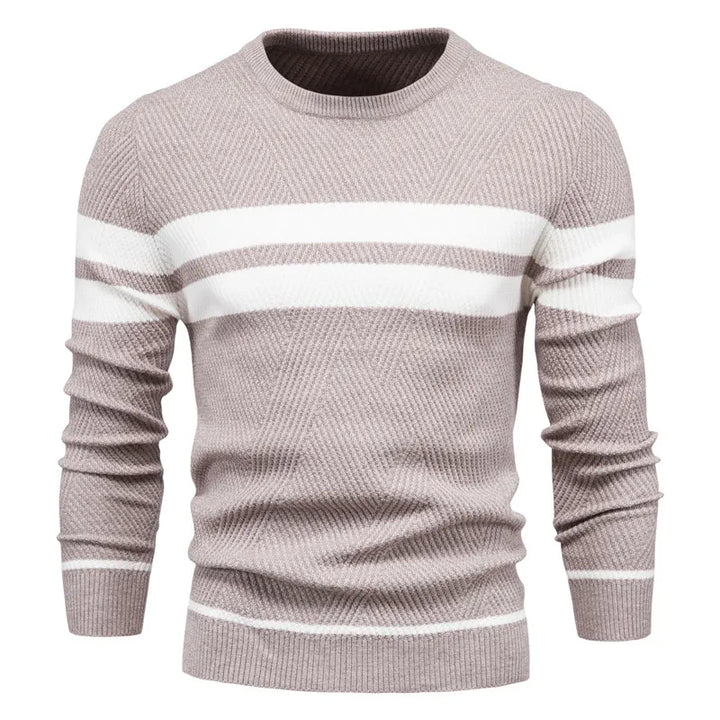 Soft knitted crew neck sweater for men, offering classic style & comfort.