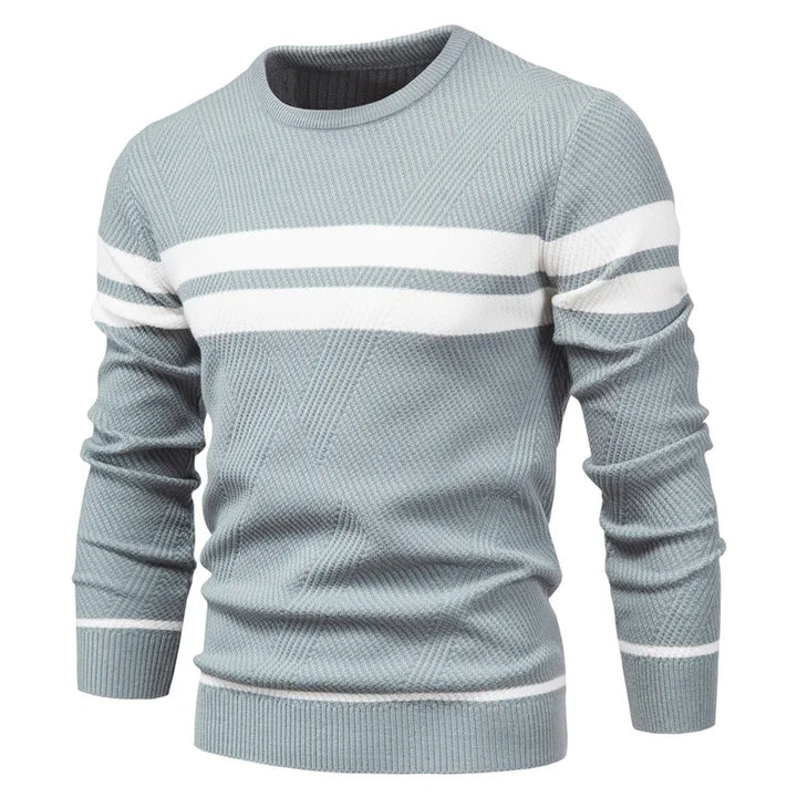 Spring fashion men's knitted crew neck sweater, comfortable & stylish for daily wear.