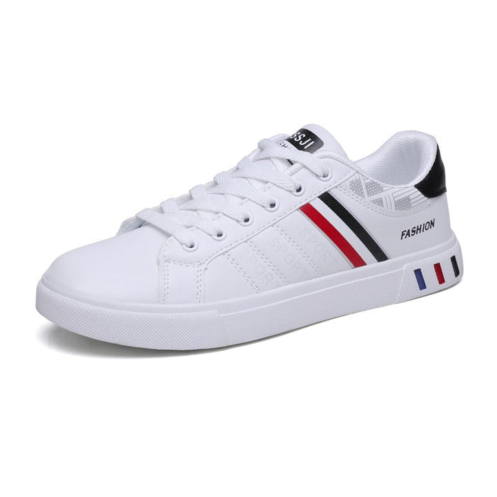 Round toe mens low-top lace-up sneakers, comfortable and modern everyday footwear for casual spring/summer style.