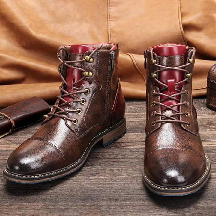 Men's leather lace-up oxford ankle boots for smart casual style.
