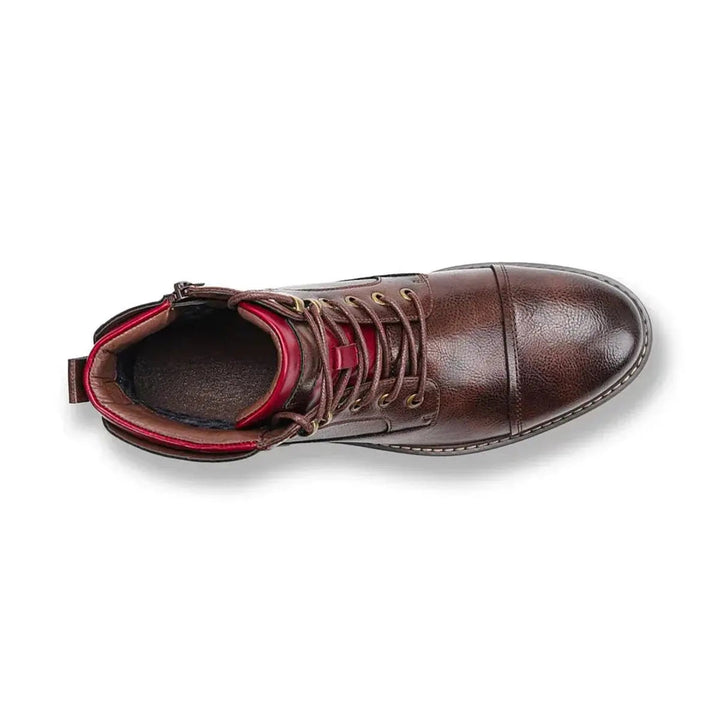 Elegant men's leather oxford lace-up ankle boots, smart casual & professional for modern wear.