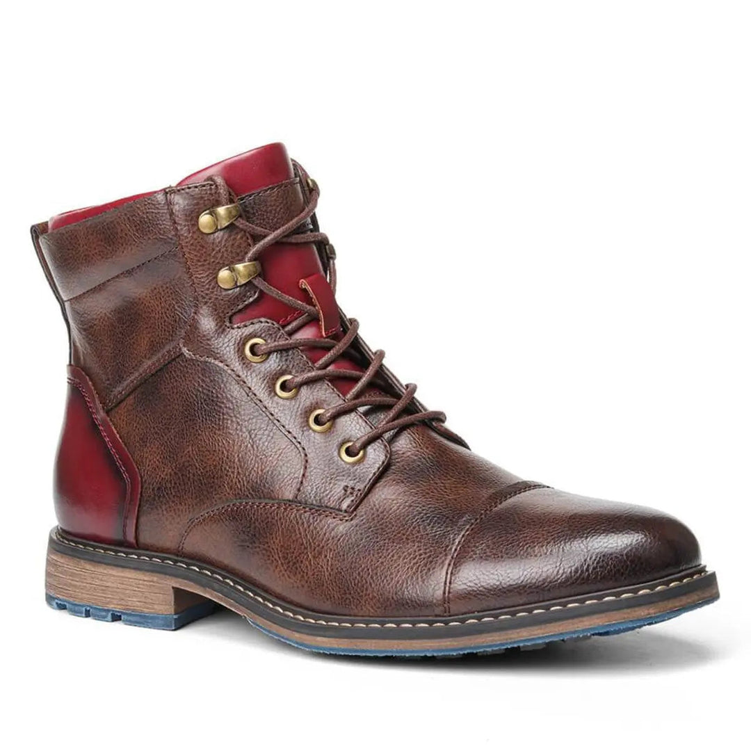Durable men's leather ankle boots, oxford lace-up design, perfect for daily professional or casual use.