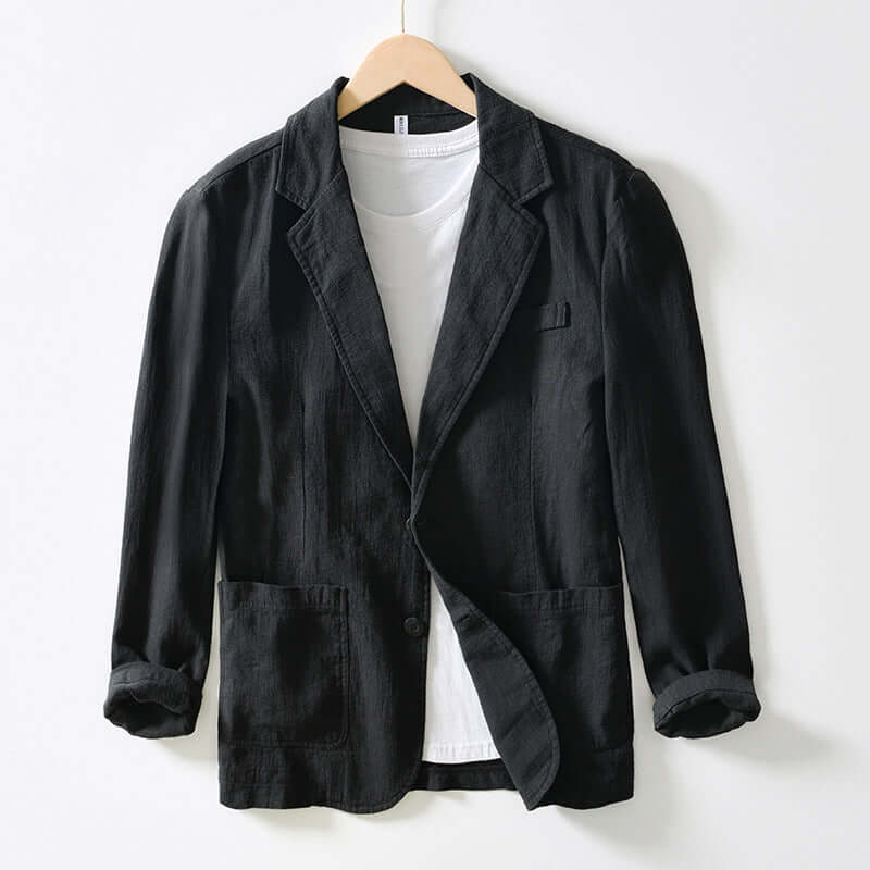 Men's lightweight all-season blazer jacket, perfect for smart casual & business casual outfits. Comfort fit modern design.