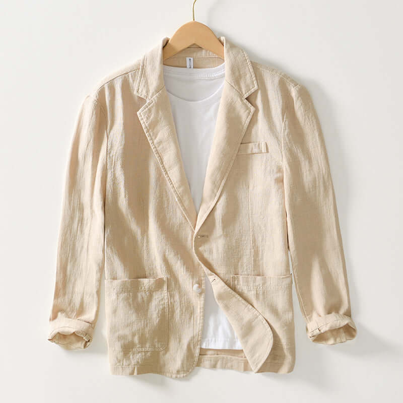 Lightweight men's all-season blazer jacket. Comfortable, modern design for versatile smart casual & business fashion.