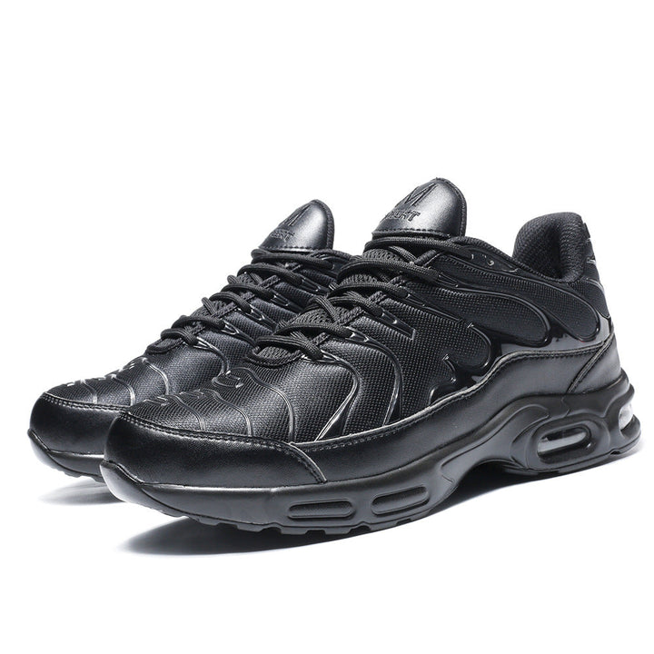 Men's lightweight black safety shoes with steel toe, water-resistant design for all-day comfort & slip resistance.