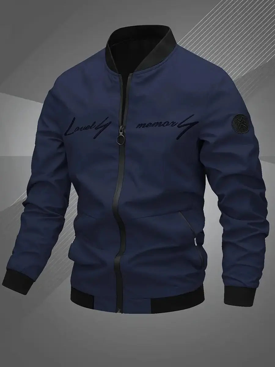 Smart casual men's lightweight bomber jacket, stylish & versatile for transitional weather.