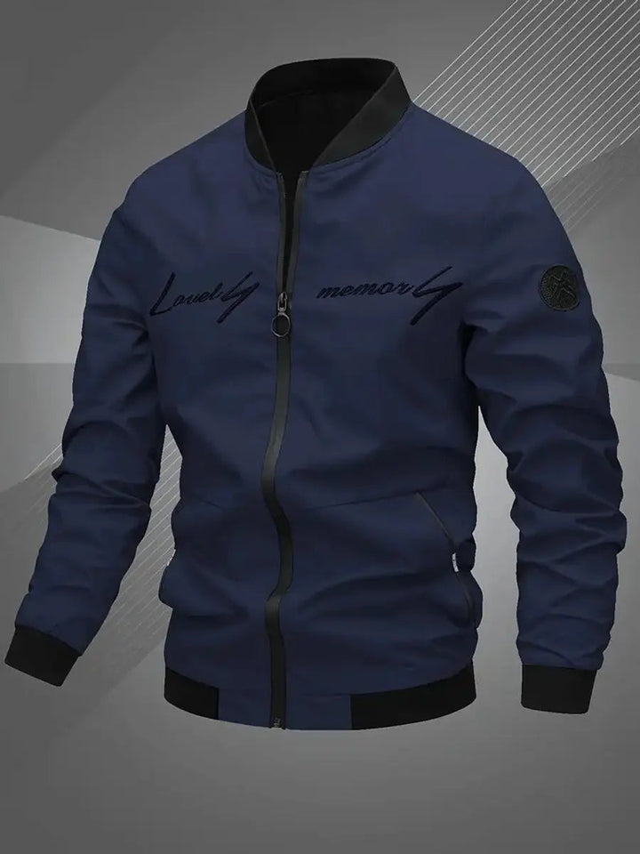 Smart casual men's lightweight bomber jacket, stylish & versatile for transitional weather.