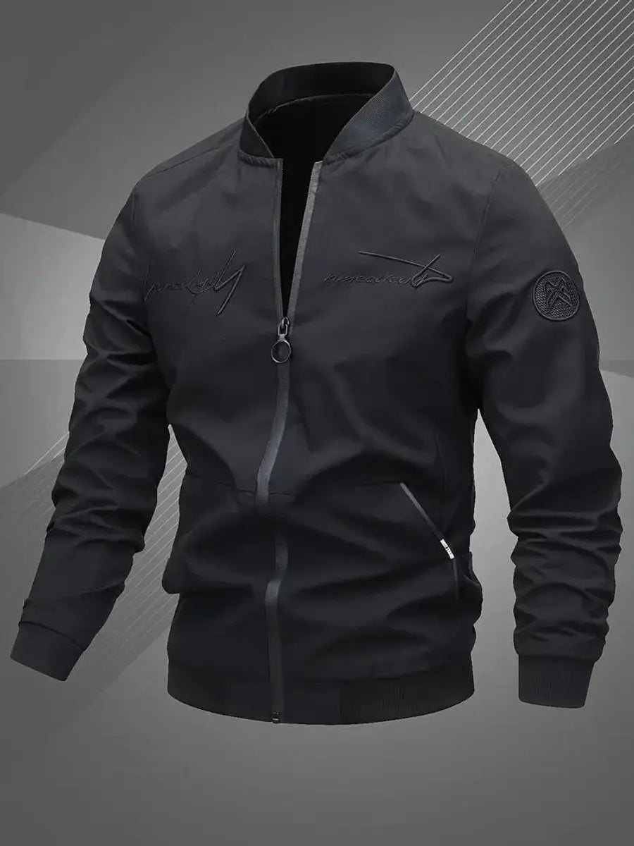 Casual men's zip-up lightweight bomber jacket, versatile and comfortable outerwear.