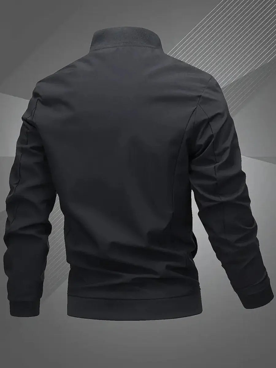 Effortless men's lightweight bomber jacket, a versatile spring/fall outerwear staple.