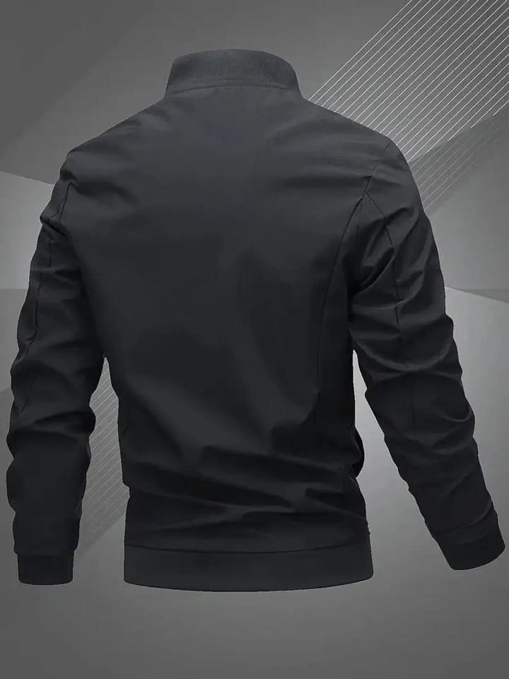 Effortless men's lightweight bomber jacket, a versatile spring/fall outerwear staple.