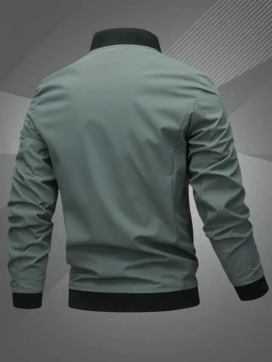 Classic men's bomber jacket, lightweight zip-up outerwear, great for layering in spring/fall.