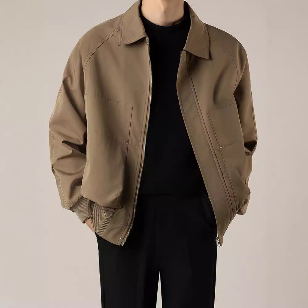 Men's lightweight bomber jacket, ideal for casual spring & autumn wear. Stylish zip-up outerwear.