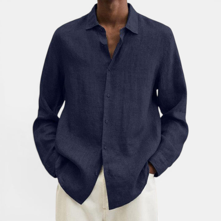 Versatile men's collared button-up shirt. Ideal for smart casual looks & everyday summer fashion.