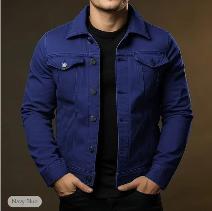 Everyday wear men's denim jacket, a versatile layering piece for spring outfits.