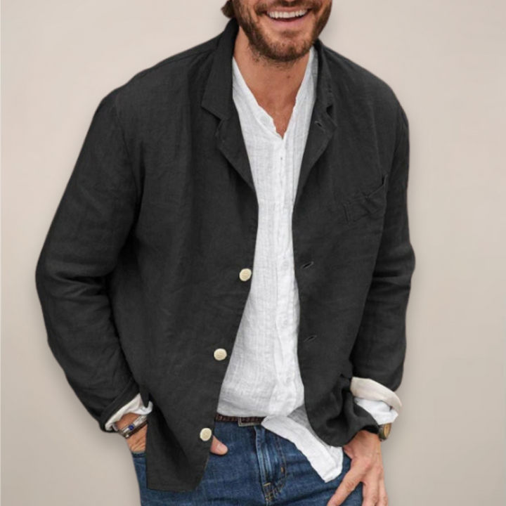 Modern men's lightweight blazer, a stylish summer jacket for versatile business casual and warm weather fashion.