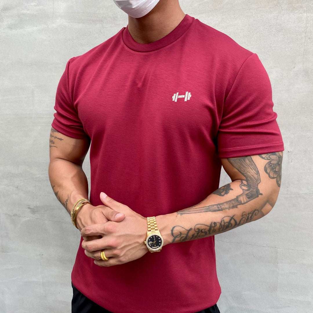 Model wearing a stylish men's casual wear t-shirt for a comfortable fit.