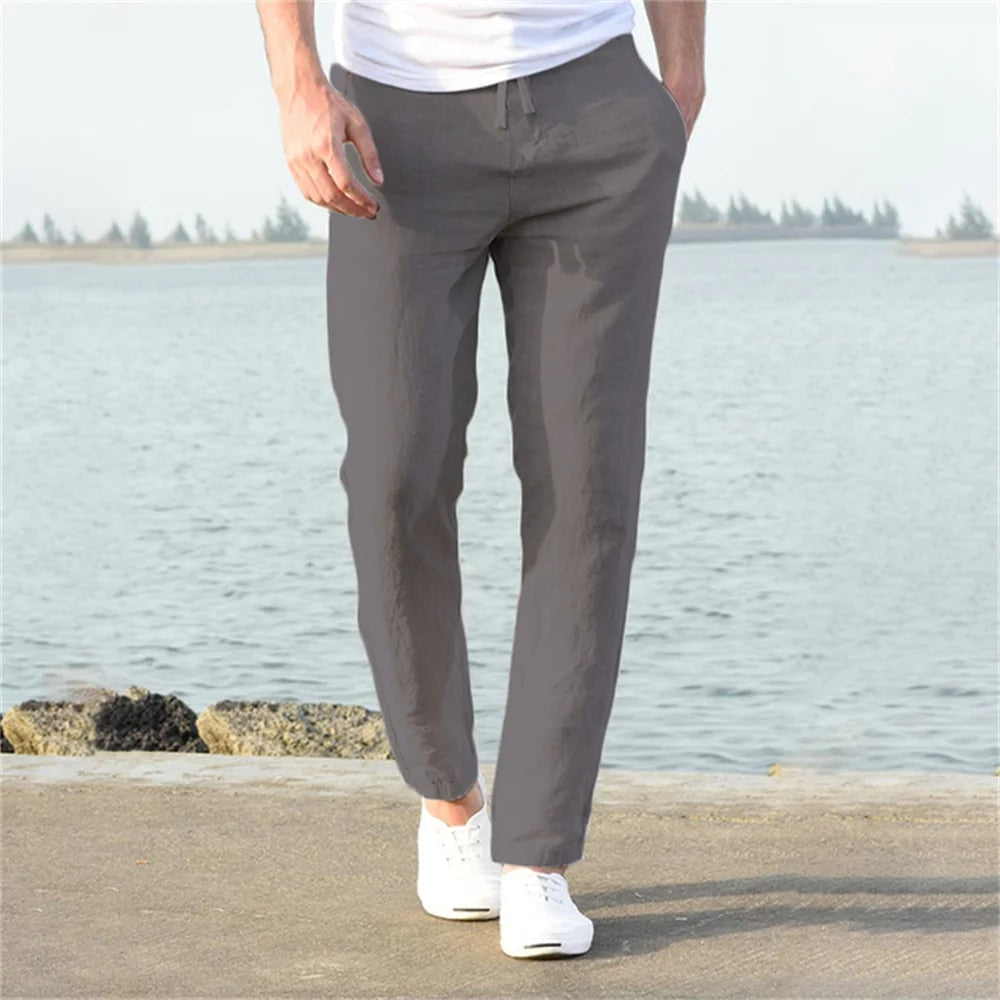 Versatile men's lightweight trousers, great for casual everyday fashion. Comfortable men's pants.