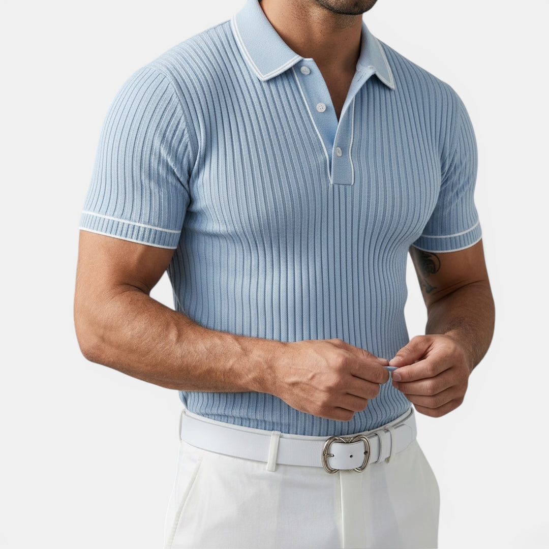 Classic men's short-sleeve cotton polo, perfect for summer casual style.