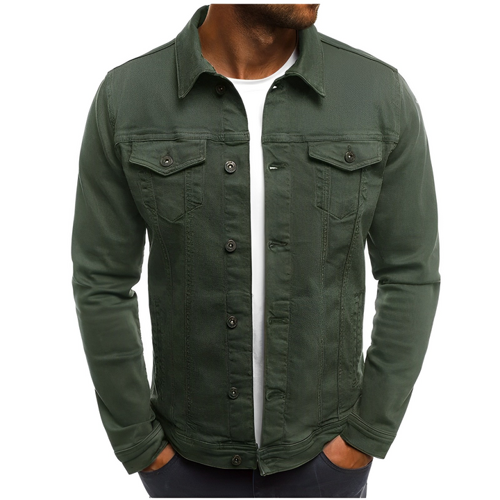 New men's summer jacket in blue denim, offering comfortable, lightweight style for everyday wear.