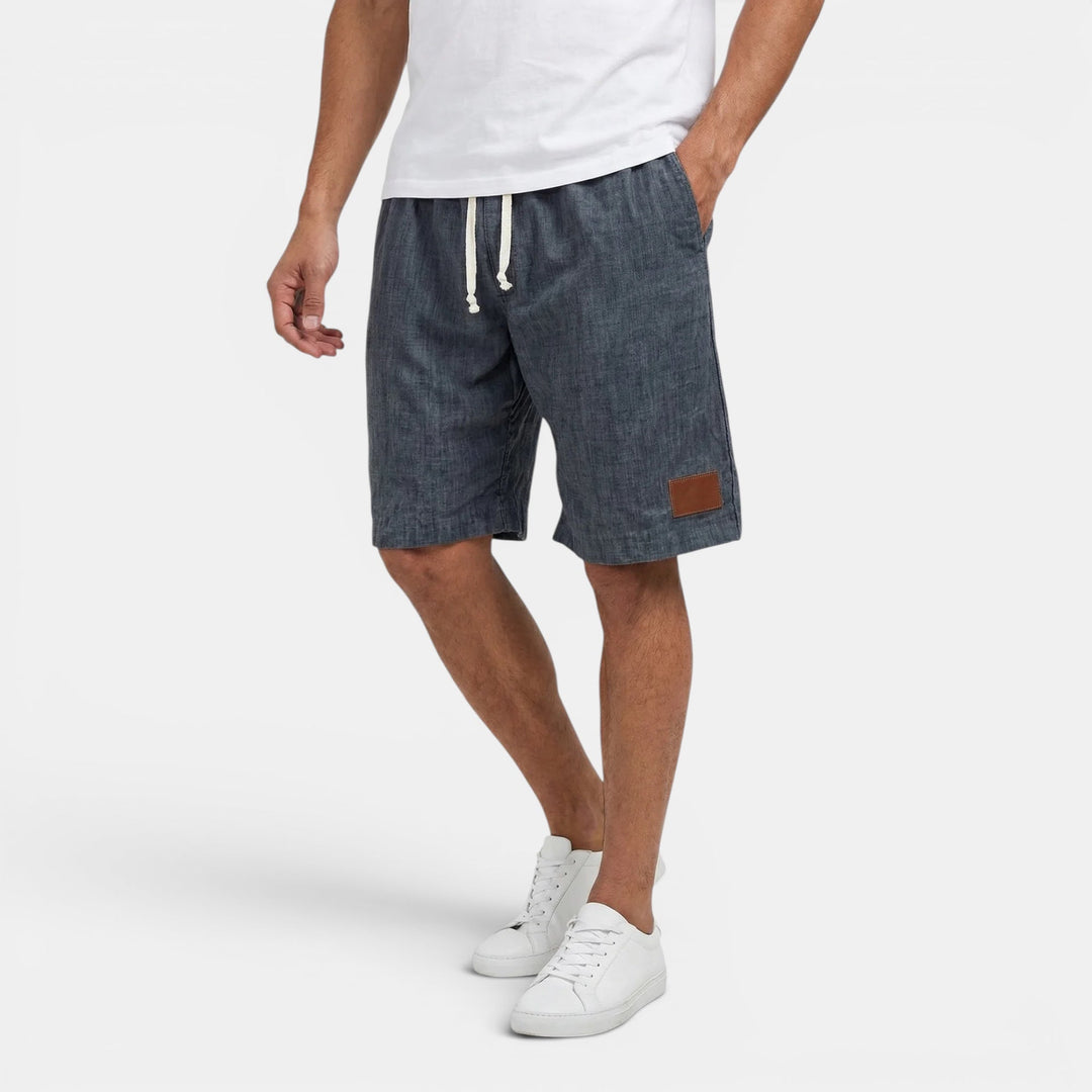 Men's versatile drawstring shorts, comfortable, lightweight, suitable for beach, travel & summer.