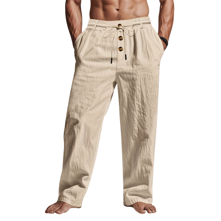 Relaxed fit men's lightweight pants for summer, offering breathability and casual comfort.