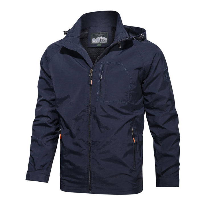 Stylish men's hooded jacket, lightweight for outdoor and casual wear. Full zip for easy layering and comfort.