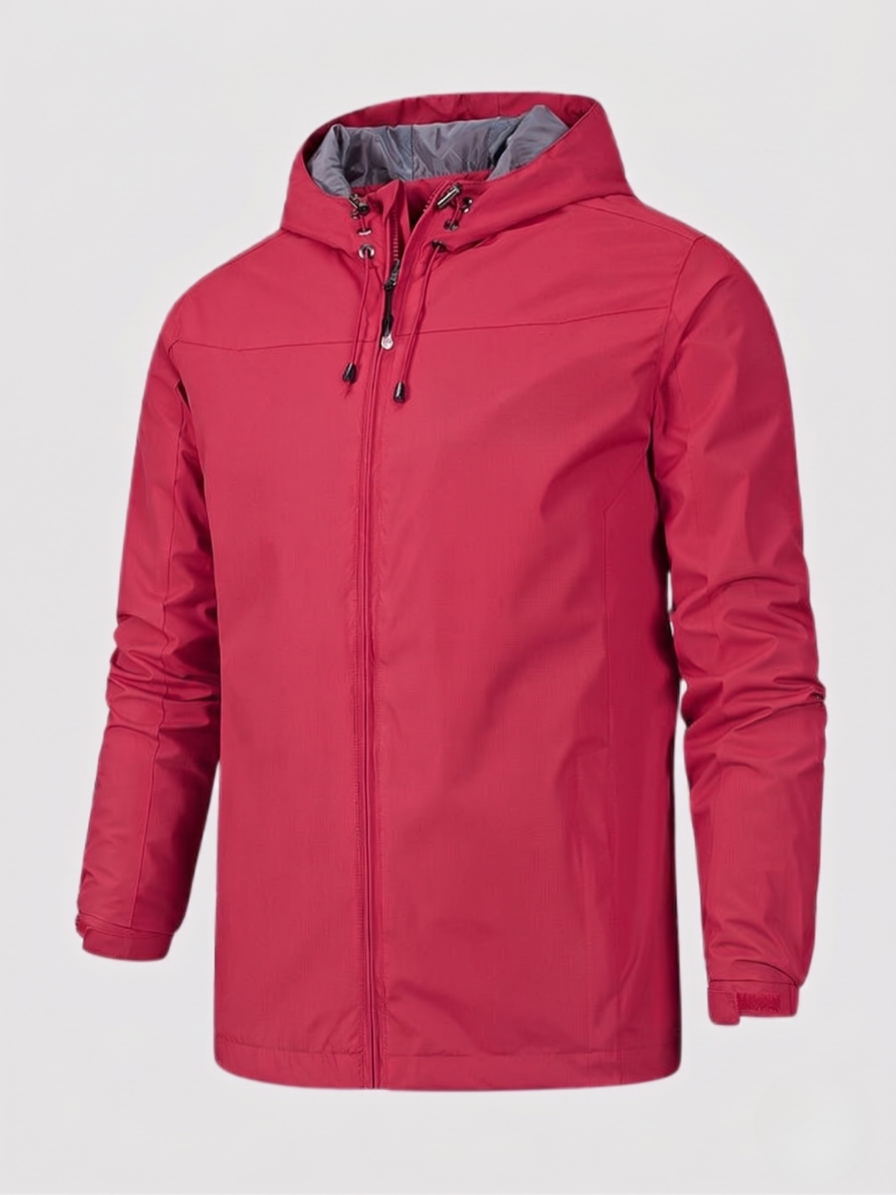 Men's lightweight hooded full zip jacket. Versatile outerwear, great for spring, fall, casual outings & travel.