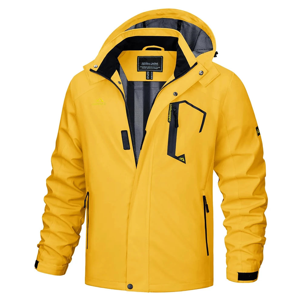 Stylish lightweight men's rain jacket with hood for daily wear & adventure protection.