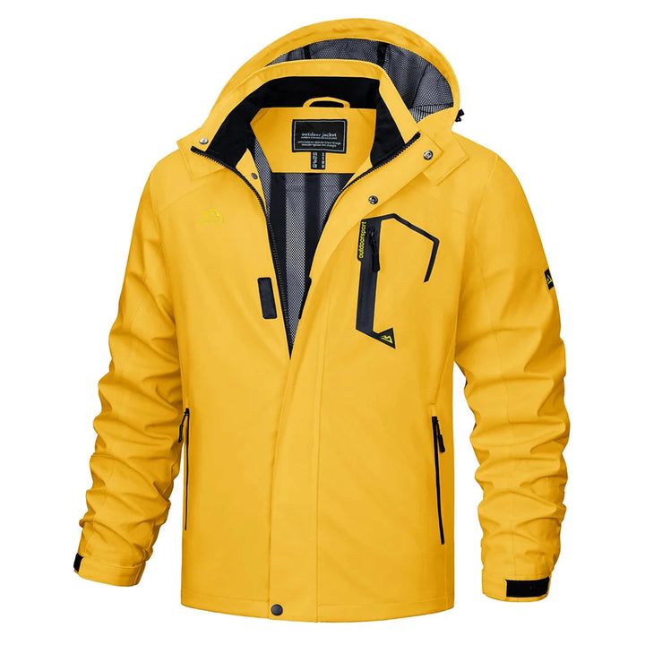 Stylish lightweight men's rain jacket with hood for daily wear & adventure protection.