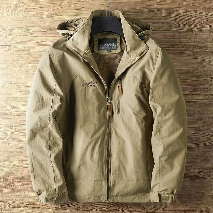 Versatile men's lightweight waterproof rain jacket, hooded and full-zip for ultimate outdoor comfort.