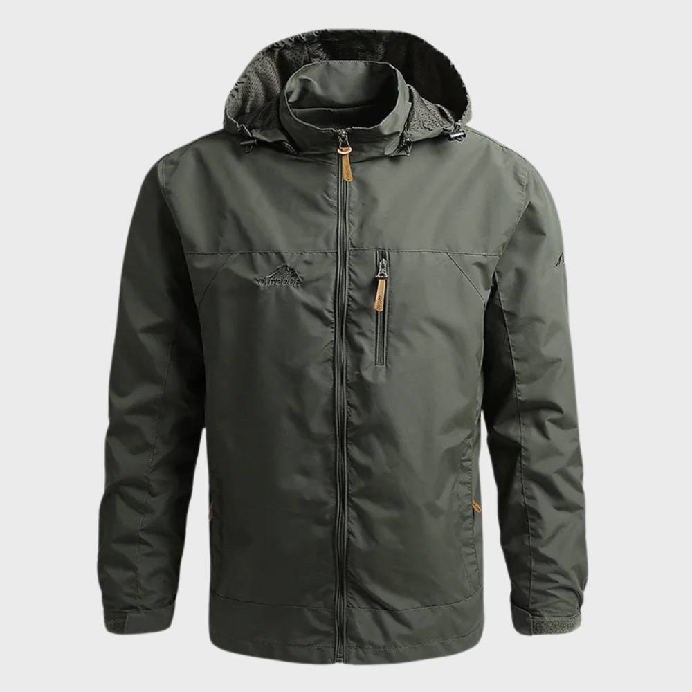 Men's sleek hooded windbreaker jacket, perfect lightweight outerwear for active pursuits & transitional weather.