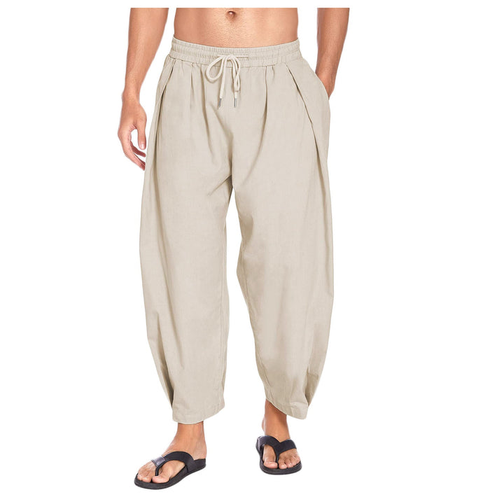 Men's lightweight khaki summer comfort pants, relaxed fit, perfect for warm weather casual everyday wear.
