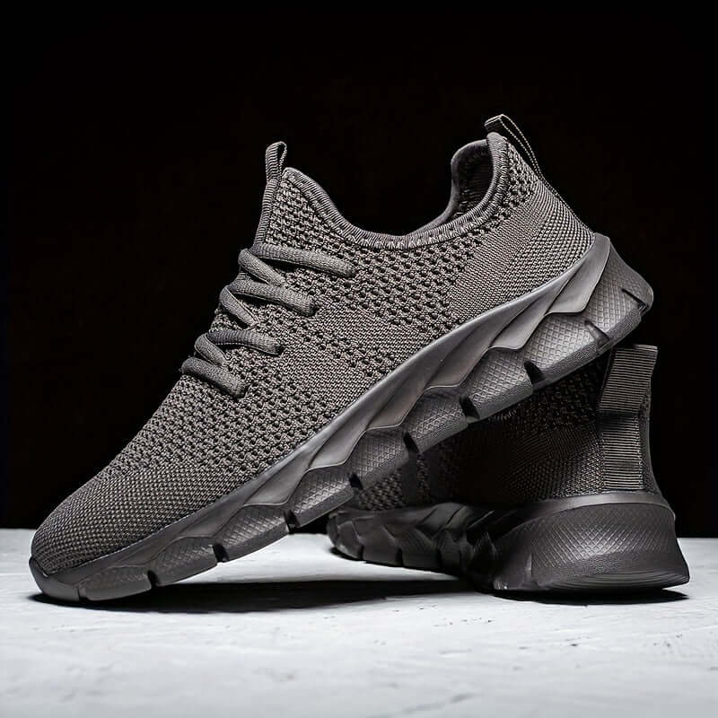 Comfortable men's knitted lightweight sneakers for running & everyday wear, high performance athletic footwear.