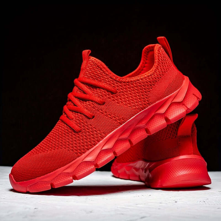 Men's performance running shoes, lightweight knitted design for active training, offering sporty style & comfort.