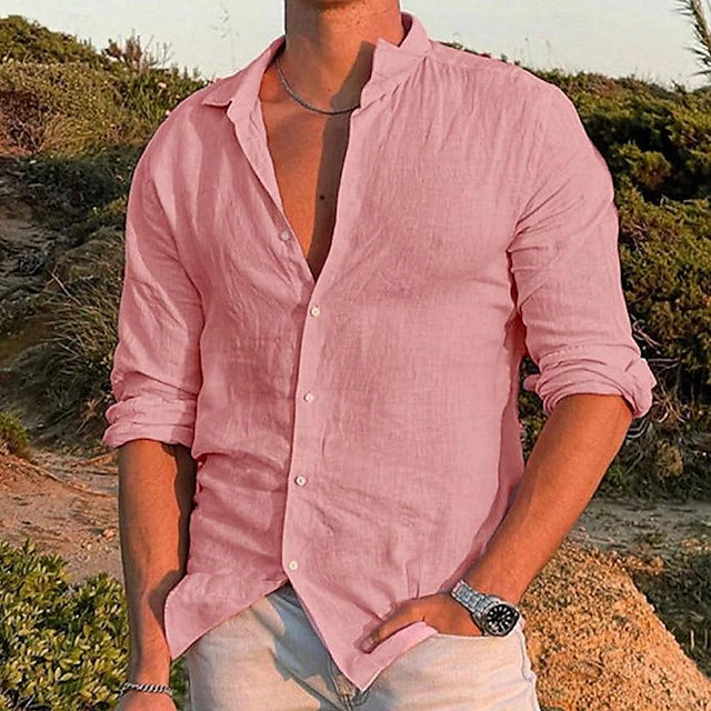 Breathable men's long sleeve top, ideal for warm weather comfort, perfect for casual & everyday wear.