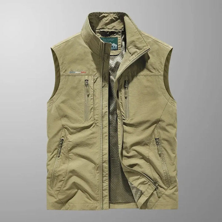 Durable & lightweight men's multi-pocket outdoor vest, comfortable for fishing, hiking, and daily utility tasks.