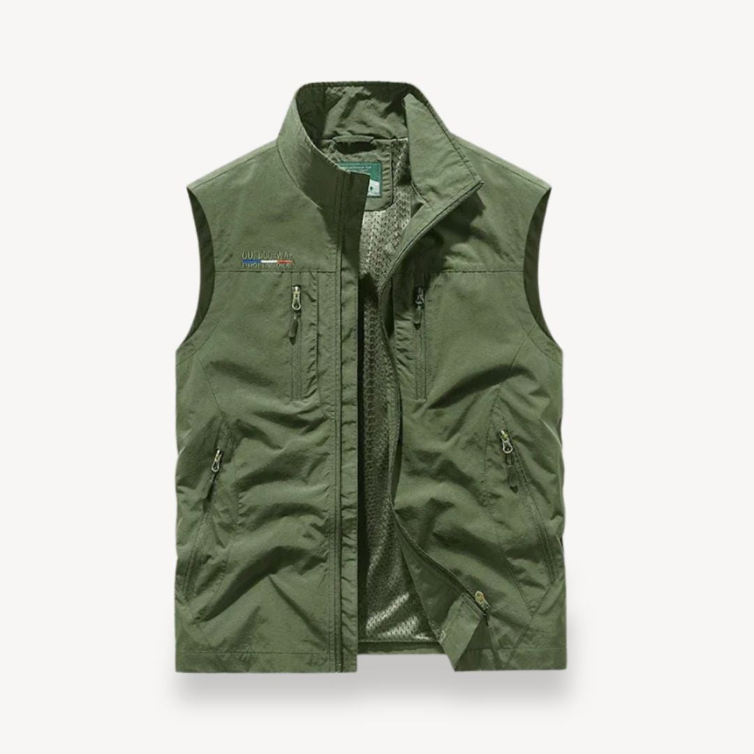 Stylish men's lightweight vest, perfect for summer outdoor fishing, hiking, or casual daily wear. Multi-pocket design.