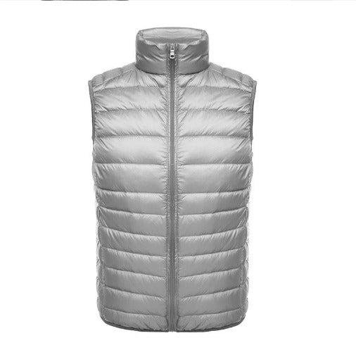 Stylish men's sleeveless padded vest, lightweight design for everyday comfort & added warmth.