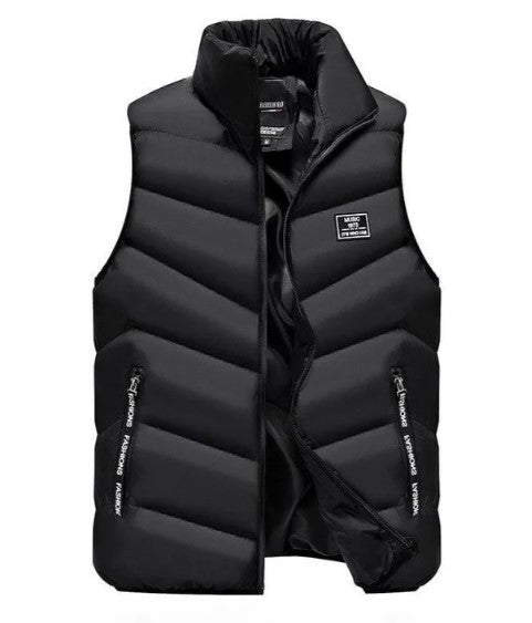 Essential winter layering piece: men's lightweight stand collar vest.
