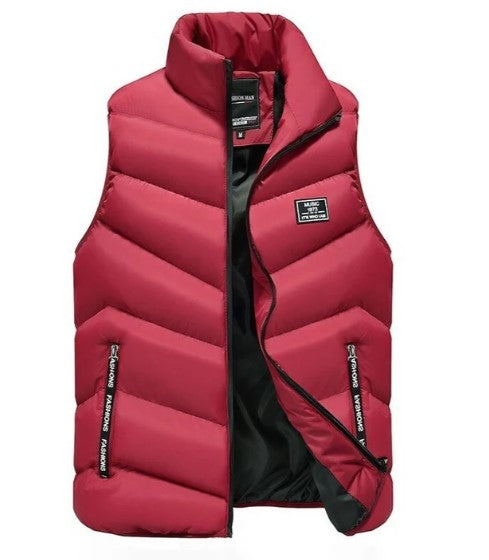 Modern men's casual vest with a sleek design and practical zipper pockets.