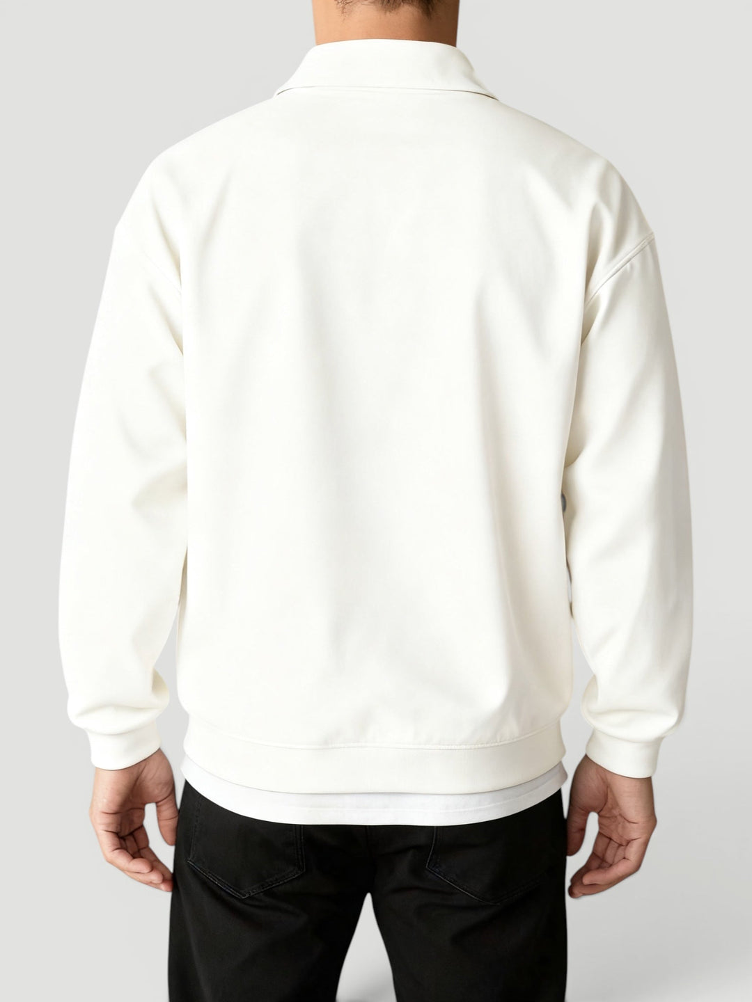 Men's lightweight quarter zip pullover sweater, highlighting the modern casual design and fit.